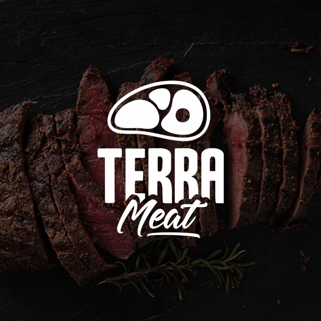 Логотип Terra Meat, разработанный профессиональным дизайнером, для бренда натуральной мясной продукции.